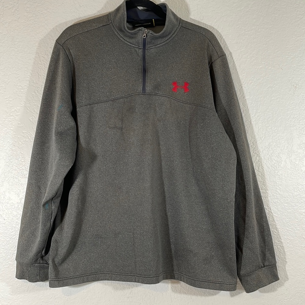 Under Armour UA Loose Cold Gear Quarter Zip Fleece Sweatshirt Sweater Gray XL
